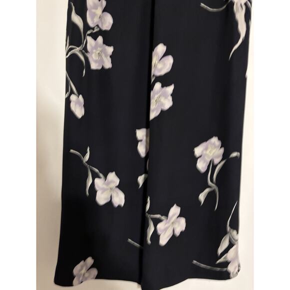 Ann Taylor LOFT Skirt 8 Maxi Long Silk Blue Floral - Picture 4 of 9